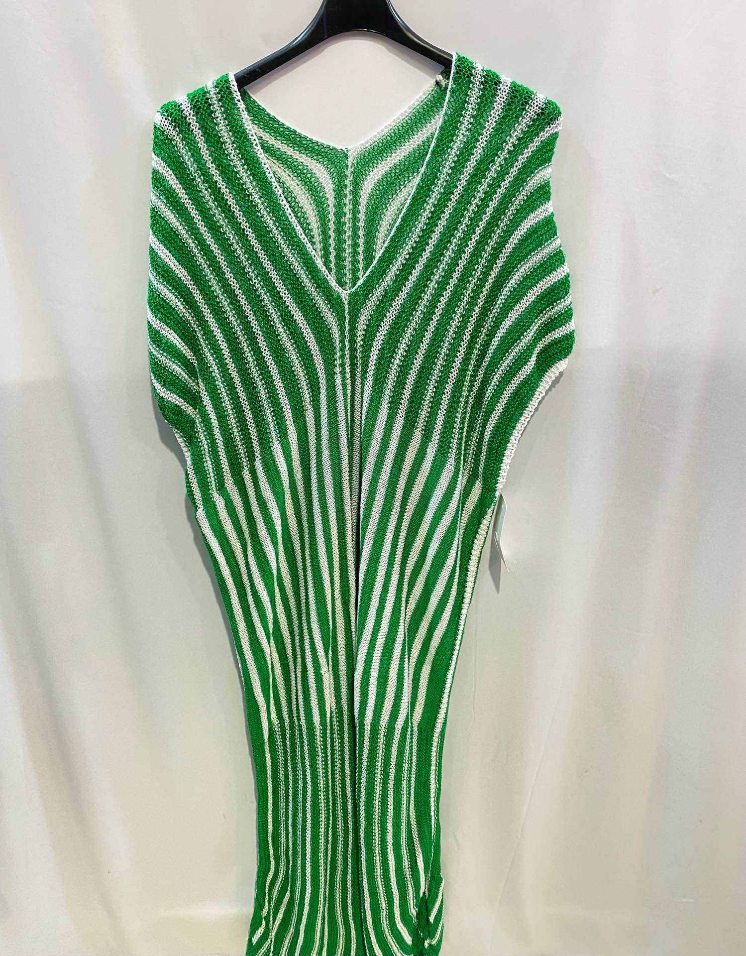 Robe Longue Résille Rayée à Décolleté V - Taille Unique 44/46