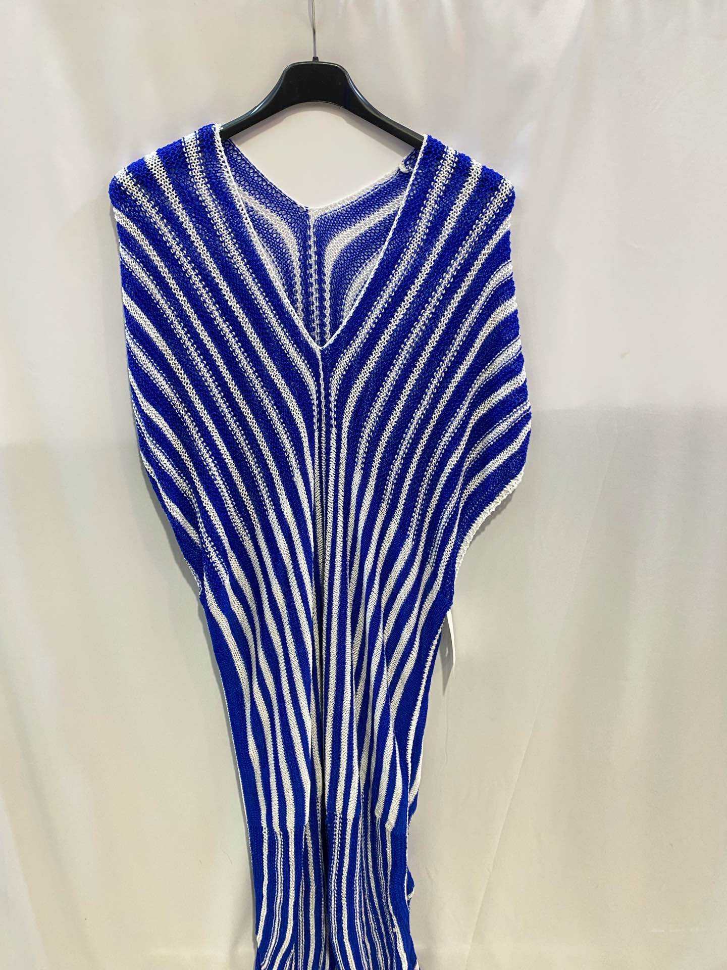 Robe Longue Résille Rayée à Décolleté V - Taille Unique 44/46