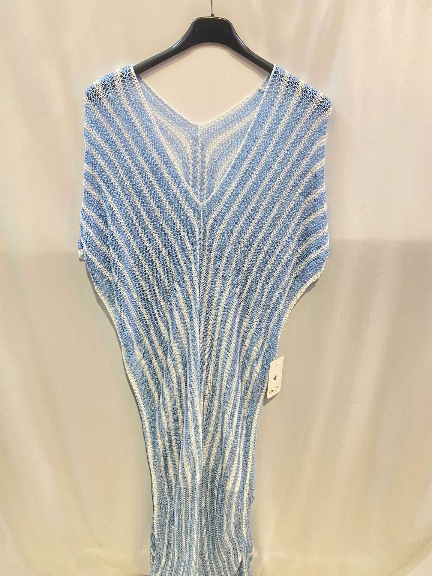 Robe Longue Résille Rayée à Décolleté V - Taille Unique 44/46