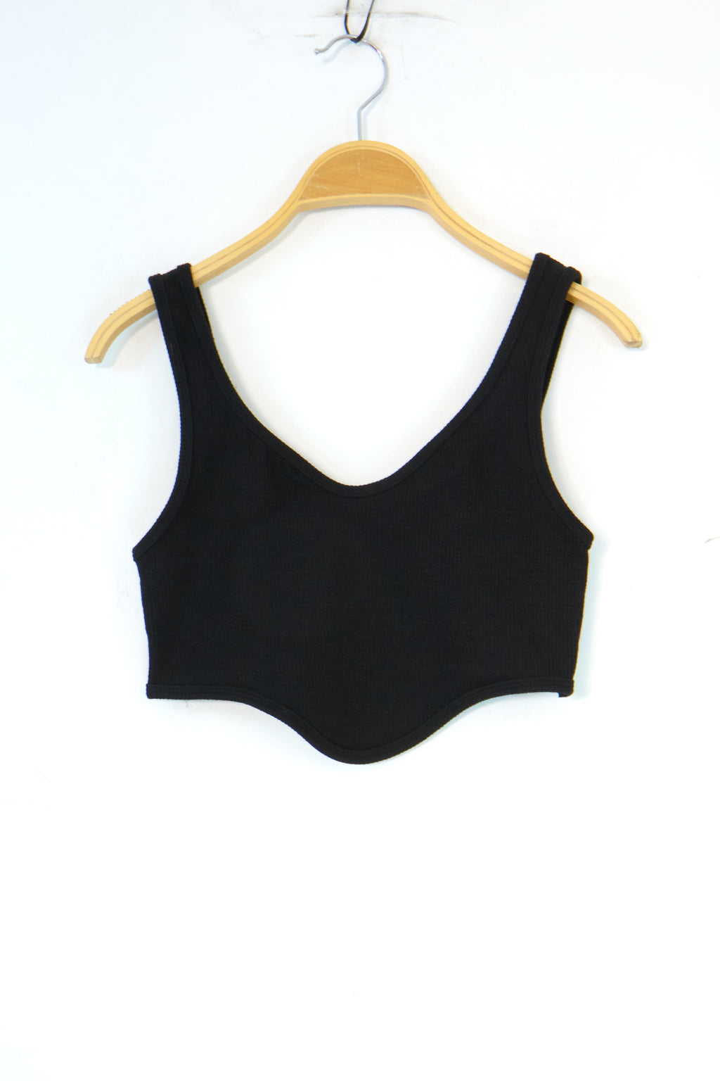 Crop Top Côtelé Gris à Encolure Originale Femme