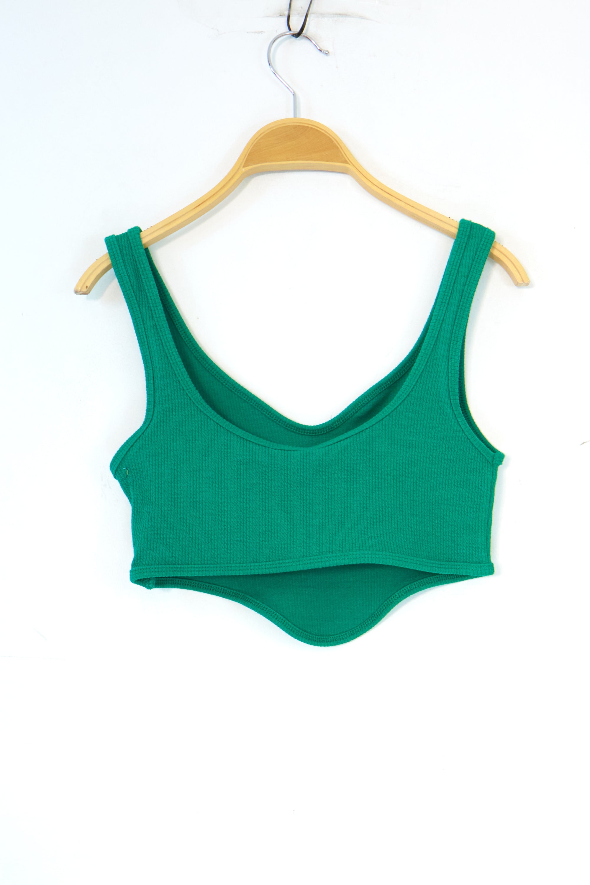 Crop Top Côtelé Gris à Encolure Originale Femme
