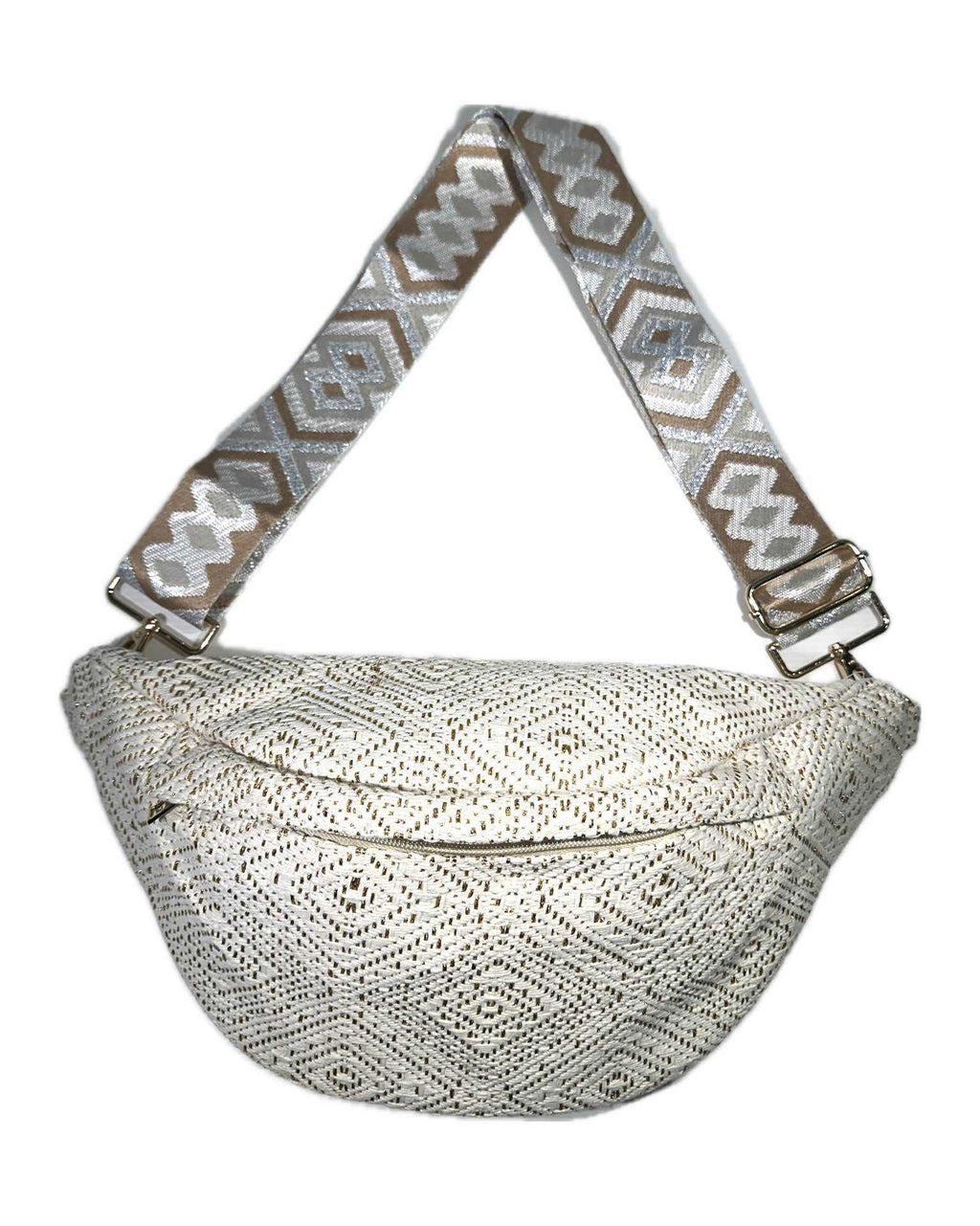 Sac banane bohème – Paille colorée et détails modernes