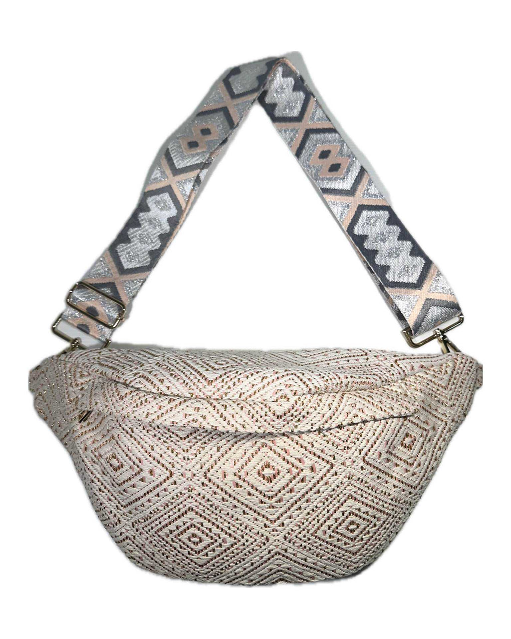 Sac banane bohème – Paille colorée et détails modernes