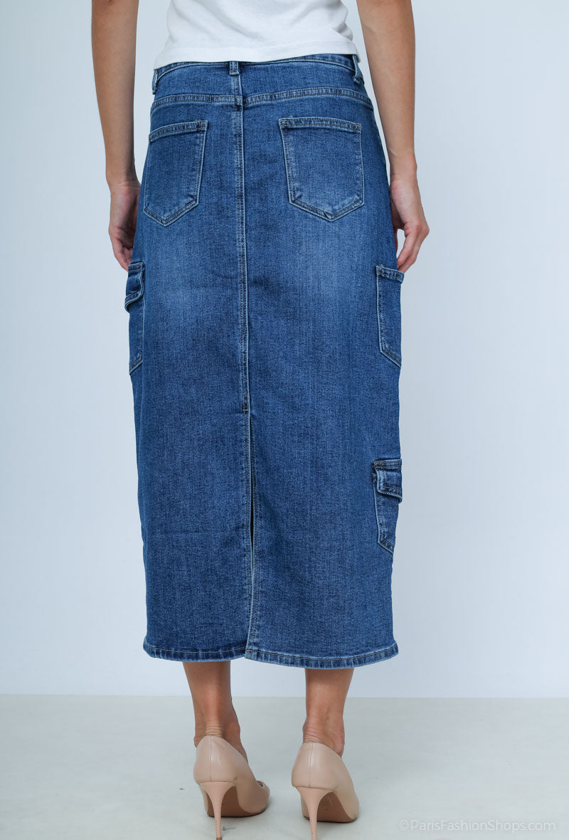 Jupe Longue en Jean – Style Cargo Urbain