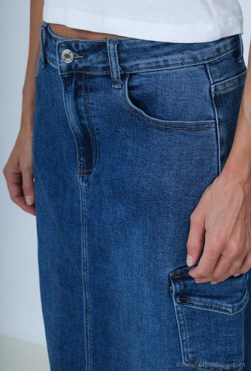 Jupe Longue en Jean – Style Cargo Urbain