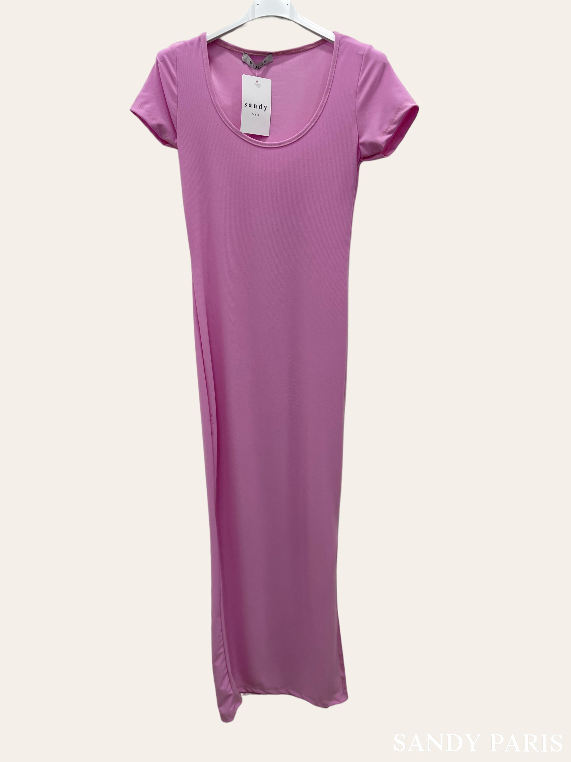 Robe côtelée à manches courtes avec fente – Fabriquée en Italie